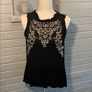 Black top with tan embroidery
